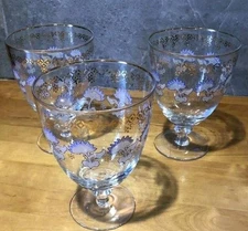 Anthropologie Rivka Gold And Purple Goblet Set Of 3