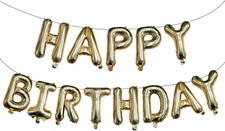 Light Gold Happy Birthday Balloons Banner, 16 Inch Mylar Foil Letters Balloon Si