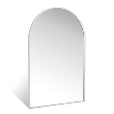 24'' x 36'' Silver Arched Mirror, Modern Aluminum Alloy Metal Frame, Arch Bathr...