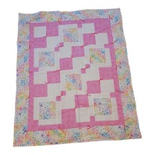 Handmade Baby/lap Quilt 34 Inches Wide By 42 Inches Long Multicolor Stars  Pink