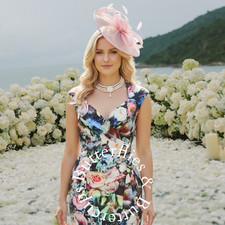 Debut Size 12 BNWT Ruched Satin Dress & Fascinator Mother of the Bride Races