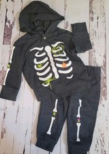 Cat Jack Halloween Skeleton Spider Hooded Hoodie Tee Sweat Pants Set 18mos