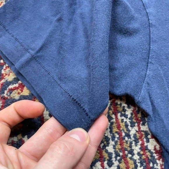 Camiseta en blanco esencial de colección años 70 80 JC Penney algodón azul marino ribete bolsillo XL EE. UU. Foto 4 de 4