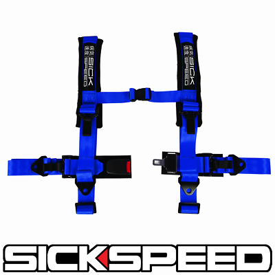 BLUE 4 POINT 2'' NYLON RACING HARNESS SHOULDER PAD SAFETY SEAT BELT BUCKLE