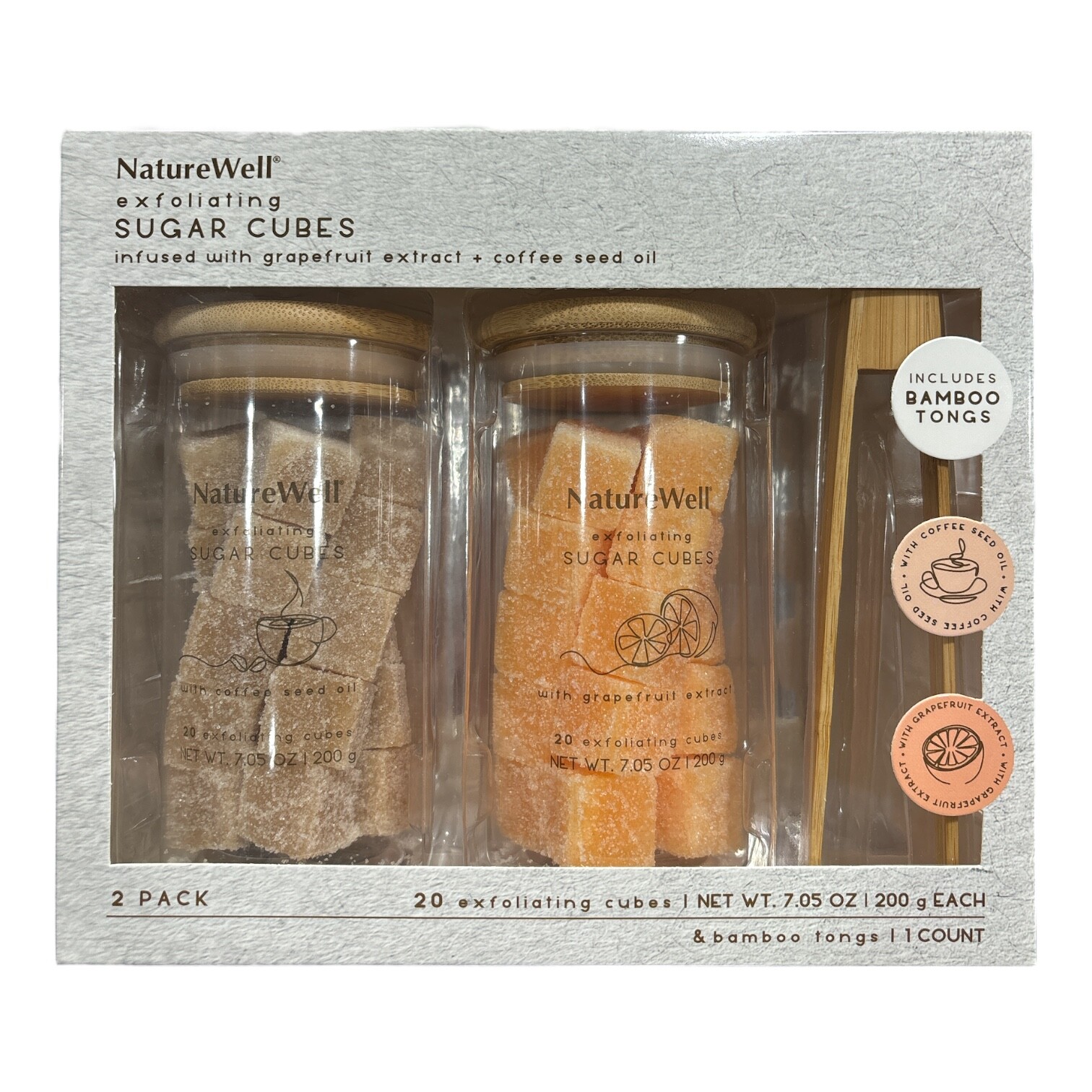 Отшелушивающие сахарные кубики NatureWell с маслом грейпфрута и кофейных косточек, 2 упаковки