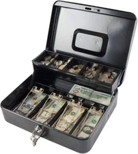 Key Lock Money Box With 5 Bill 5 Coin Cash Register Drawer Organizer Safe