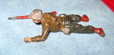 vintage Hand Painted Metal Toy Soldier 3" long figure crawling with rifle
