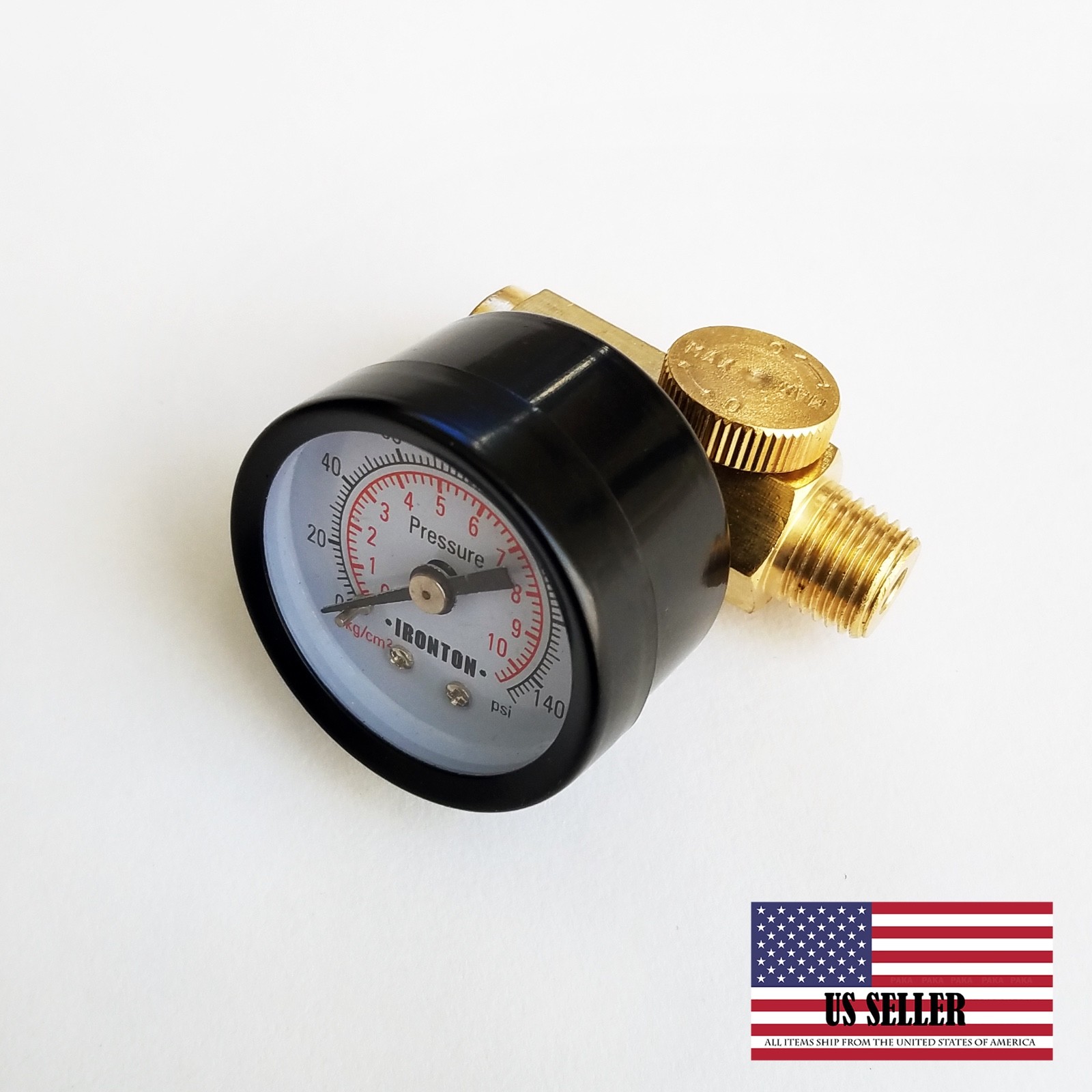 1/4" In Line Air Regulator w/ Pressure Gauge HVLP Paint Gun Tool Control BRASS eBay