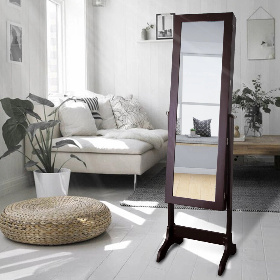 Jewelry Armoire Cabinet Free Standing Storage Organizer with Full Length Mirror - Image 4 of 4