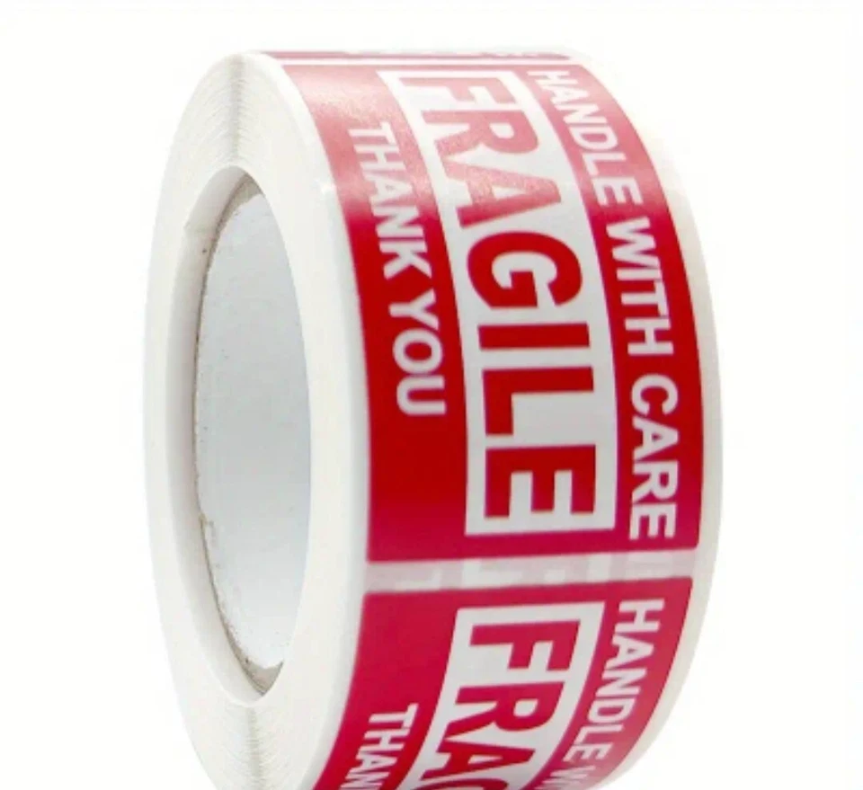 20 X Handle With Care Please Stickers Postage Fragile Red Mail Quick Dispatch