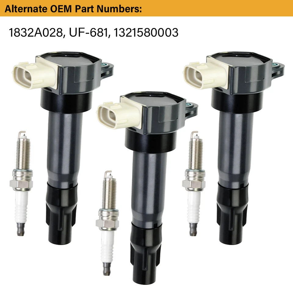 Paquete de 3 bobinas de encendido y bujías de iridio para Smart Fortwo 2008-15 1,0 L L L3 UF681 Foto 2 de 4