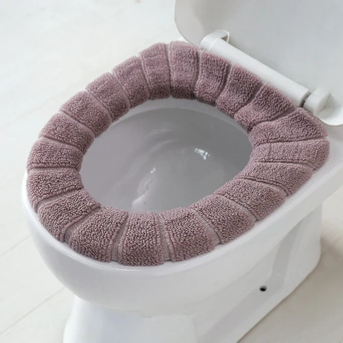 Bathroom Toilet Seat Cover Soft Knitting Fabric Case Pad Winter Warm Mat 1pc - Picture 23 of 27