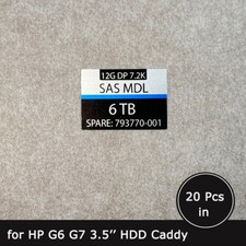 20pc of 793770 6TB SAS 3.5" HDD caddy tray label sticker for HPE