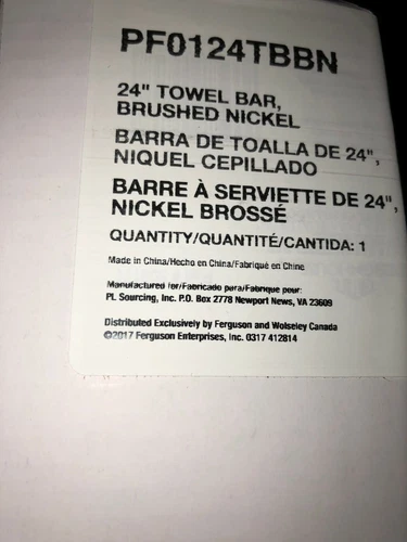 PROFLO Chrome 24" Towel Bar PF0124TBBN BRUSHED NICKEL - Picture 1 of 4