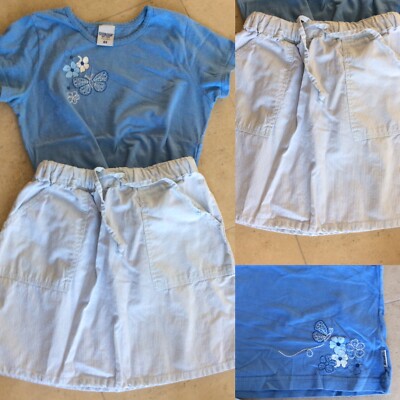 Rock hellblau + T Shirt Oshkosh  Mädchen   Gr 116 6 Jahre Schule Mega Top