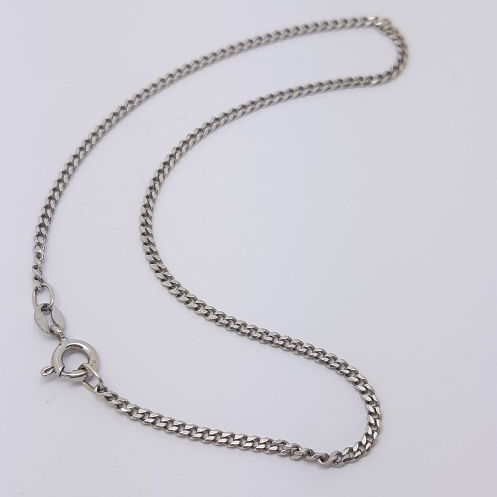 Anklet 25.5cm Diamond Cut Curb Link Chain 9ct Solid White Gold NZ-image