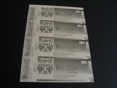 HELLACOPTERS + HIVES SET 4 TICKETS PROMOTER PROOFS BERGARA 2000 NOT NUMBERED
