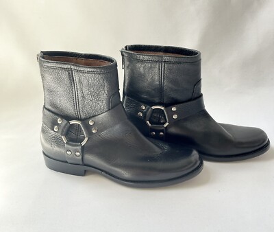 Frye Womens Leather Back Zip Philip Harness Ankle Boots 
