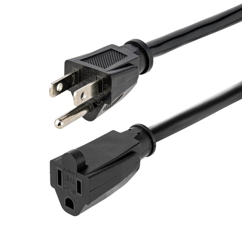 StarTech.com 6ft (1.8m) Heavy Duty Extension Cord, NEMA 5-15R to NEMA 5-15P Blac
