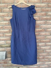 Ann Taylor size 10 Lined Blue Sleeveless Dress w/Ruffle On Left Shoulder