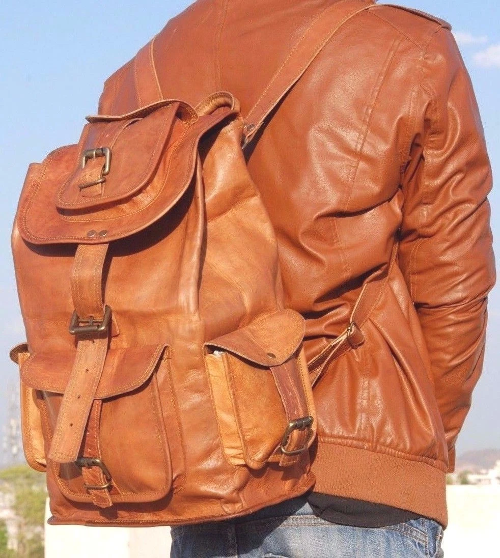 Newly made Genuine Leather Back Pack Rucksack Travel Bag For Men's and Women's
