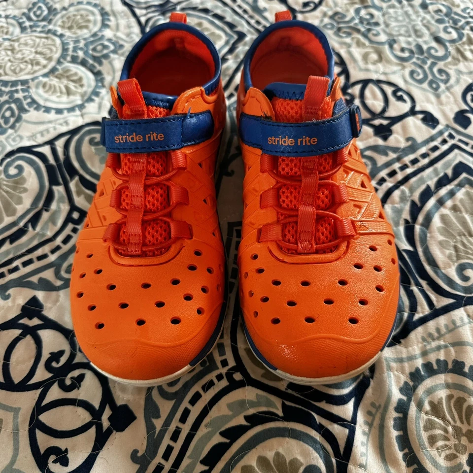 Stride Rite Made 2 Play Phibian Sneaker Sandal Water Shoes Orange/blue Size 12 - Image 2 of 4