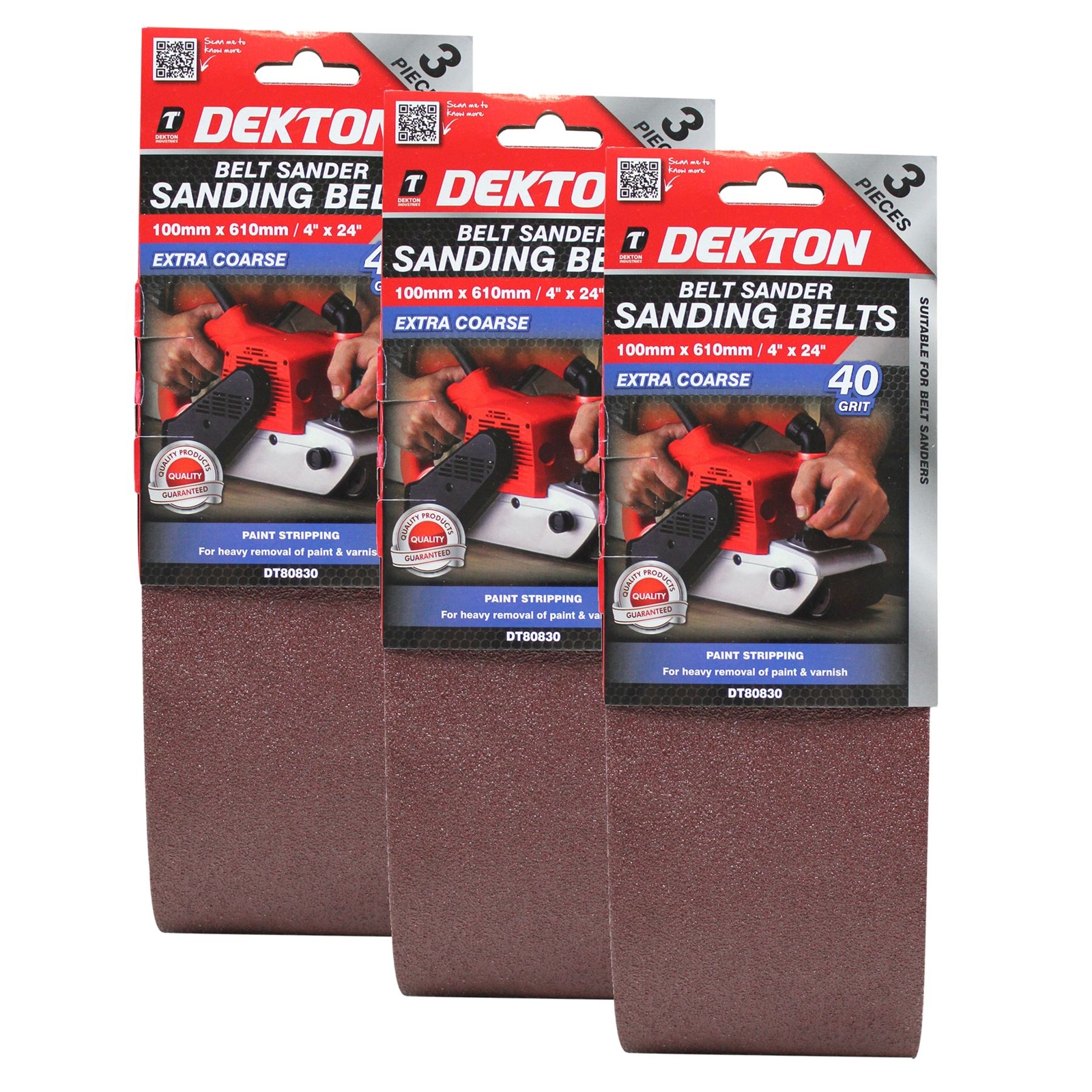 Sanding Belts 40 60 80 120 Grit Paint Removal Belt Sander 100mm x 610mm