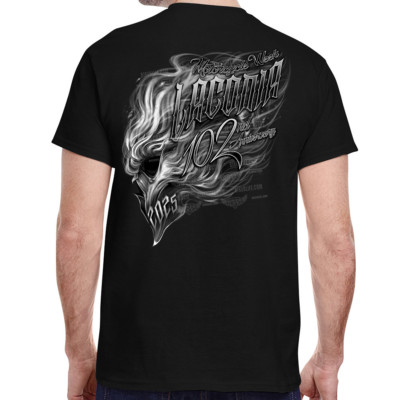2025 Laconia Motorcycle Week Smokin' Skull T-Shirt No Harley
