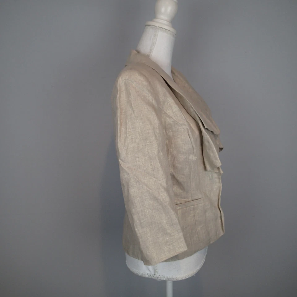 缓存 S 码金色金属米色西装外套 3/4 袖开襟亚麻 y3 — 第 4/4 张图片