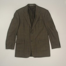 Oscar De La Renta Mens Sport Coat Blazer Sz 42L Brown Houndstooth Wool Cashmere