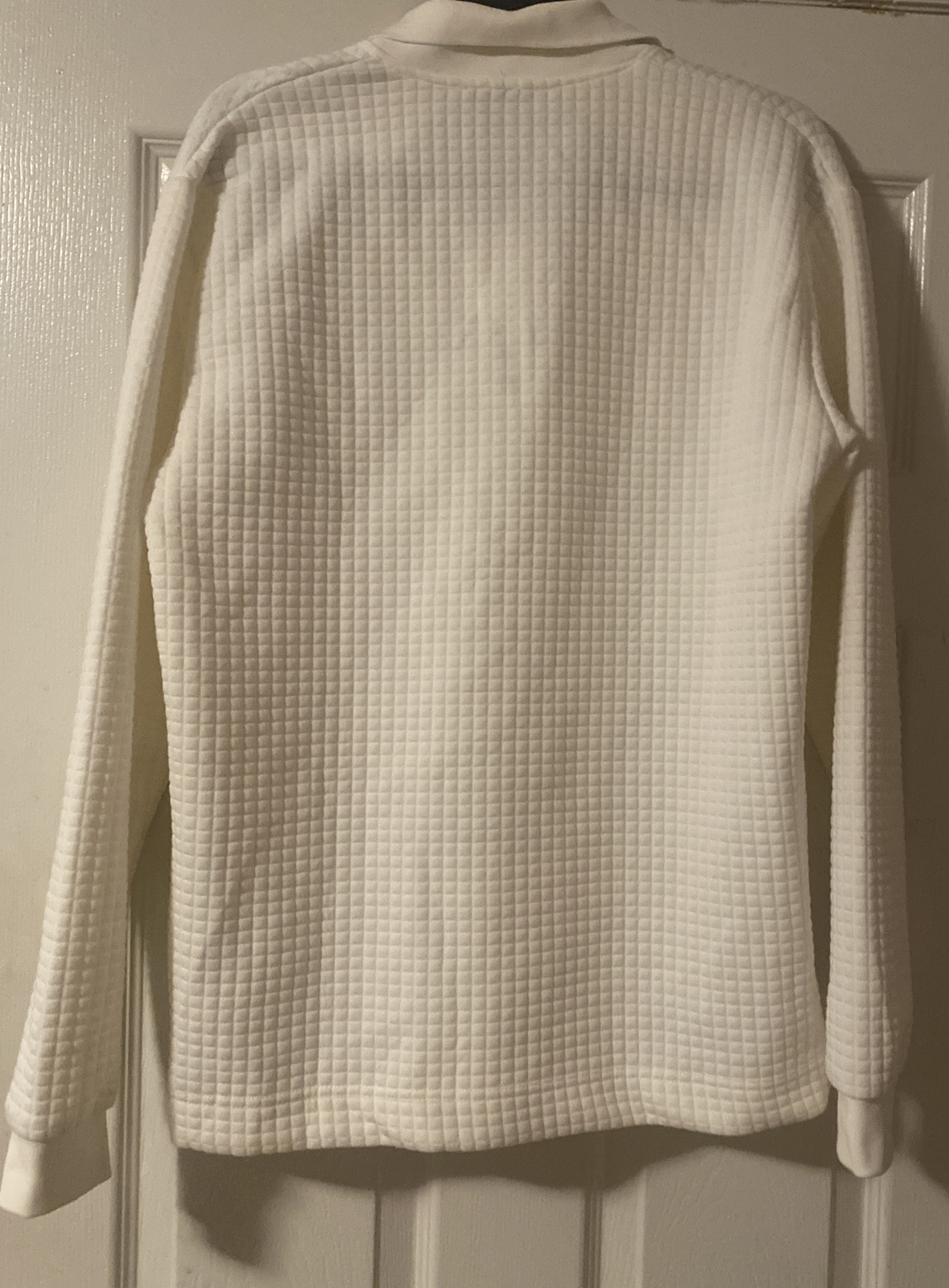 NWT  Zara Woman White Polo Long Sleeves 1/4 Zippered Textured Top Sz Small/ Med thumbnail 6