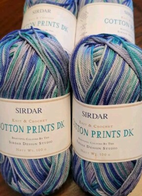 Sirdar Cotton Prints DK Yarn Shade  354   Cotton Blend   Lot Of 4 Rolls  (Q)