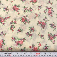 Vintage Florals on Cream Unbranded Cotton Blend Fabric by the HALF YARD 18 x 44