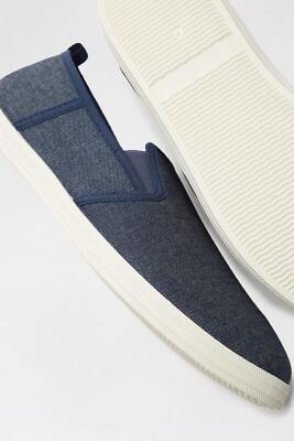 Burton Menswear Navy Ezelle Canvas Slip On Boat Shoe (Size 7,9) **NEW**