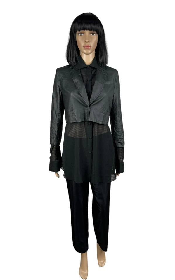 Chaqueta encerada Alexander Wang 2 en 1 con camisa de seda talla 4 Foto 2 de 4