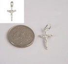 925 Sterling Silver Tiny Small Crucifix Cross Pendant BRACELET CHARM B'day GIFT