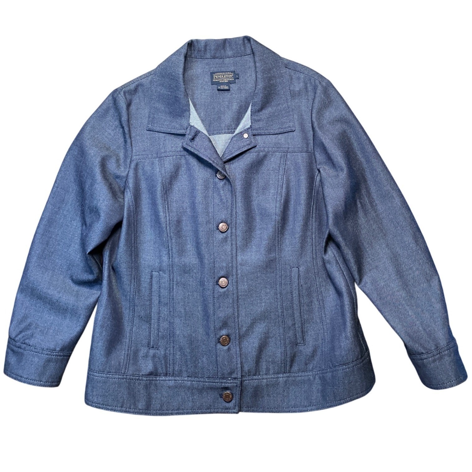 Pendleton Denim Jacket Button Front Collared West… - image 1