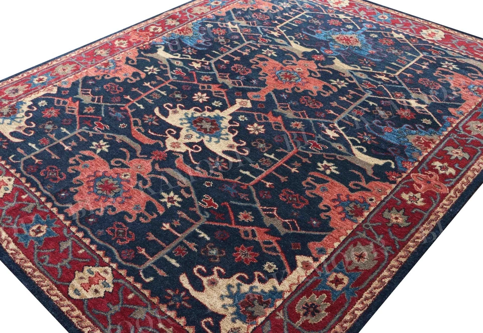 Womenarts Hand-made Wool Tufted Area Rug Traditional Channing Blue - Image 4 of 4