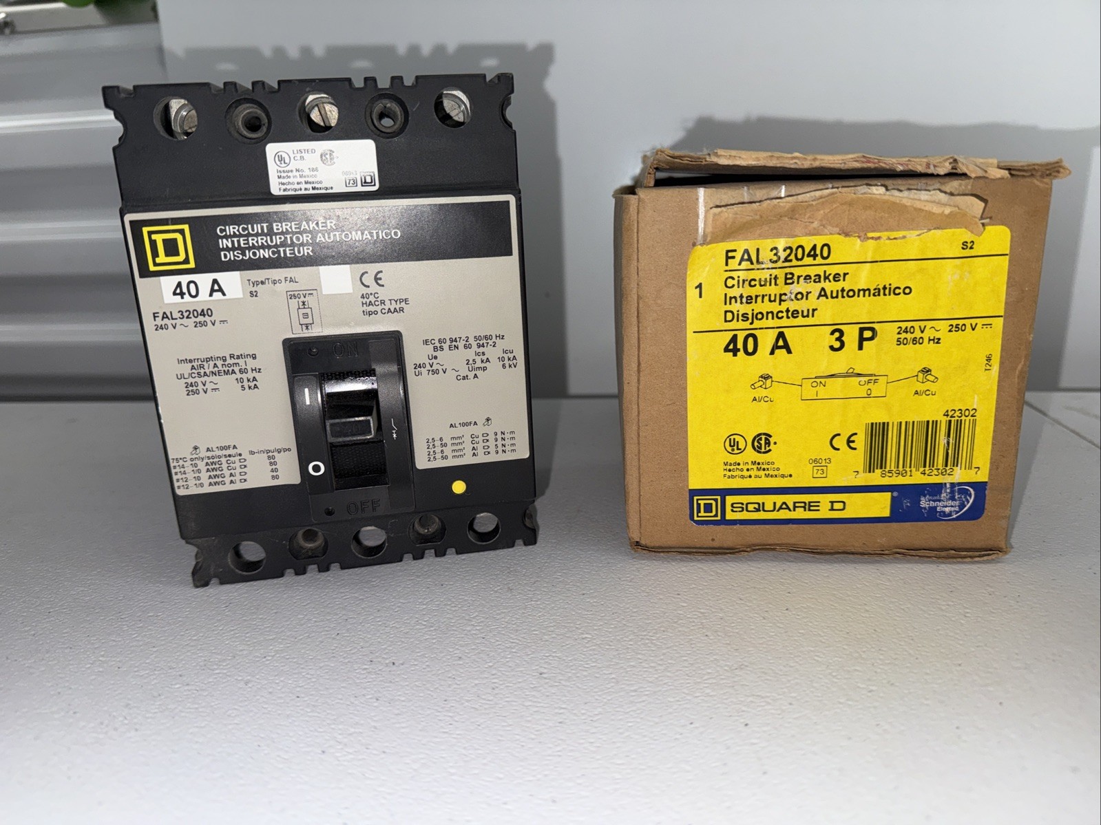 SQUARE D FAL32040 3 Pole 40 AMP Type FA 40 A Circuit Breaker