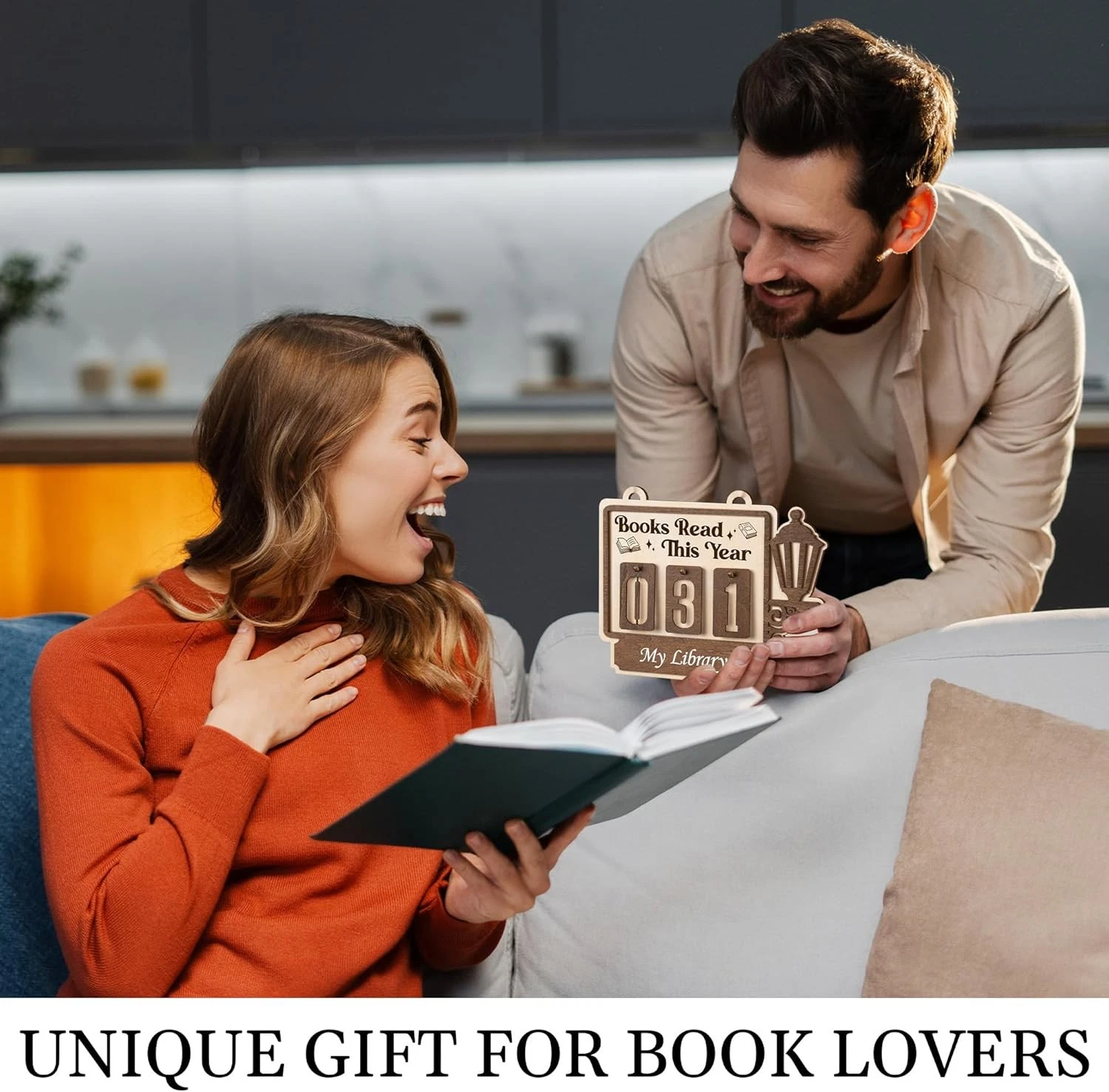 Books Read This Year Counter, Book Counter Sign for Reading Natural Wood