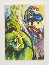 2024 Finding Unicorn Marvel Origin Hand-drawn Art Sketch Card 1/1 Hulk Captain