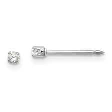 14k White Gold 2mm Round Cut Cubic Zirconia Stud Earring