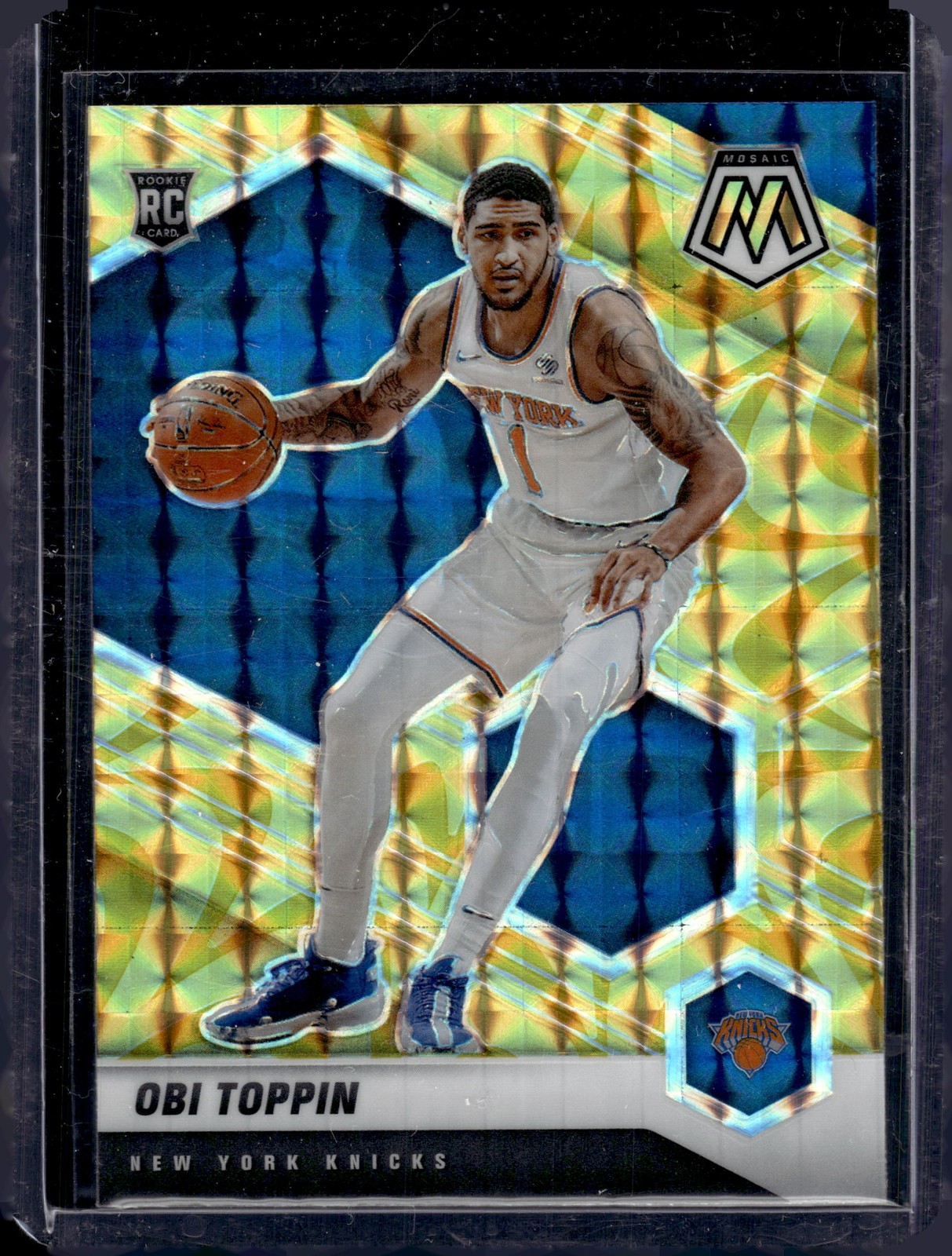 2020-21 Panini Mosaic #220 Obi Toppin Mosaic Reactive Yellow