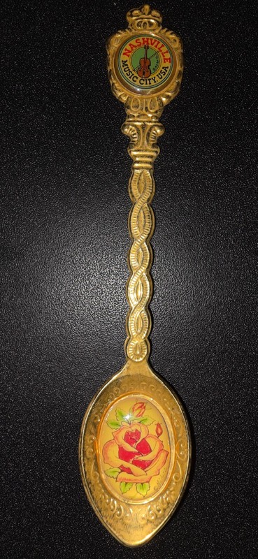 Vintage Nashville "Music City USA" Souvenir Collector Spoon — Gold-Tone — Fiddle