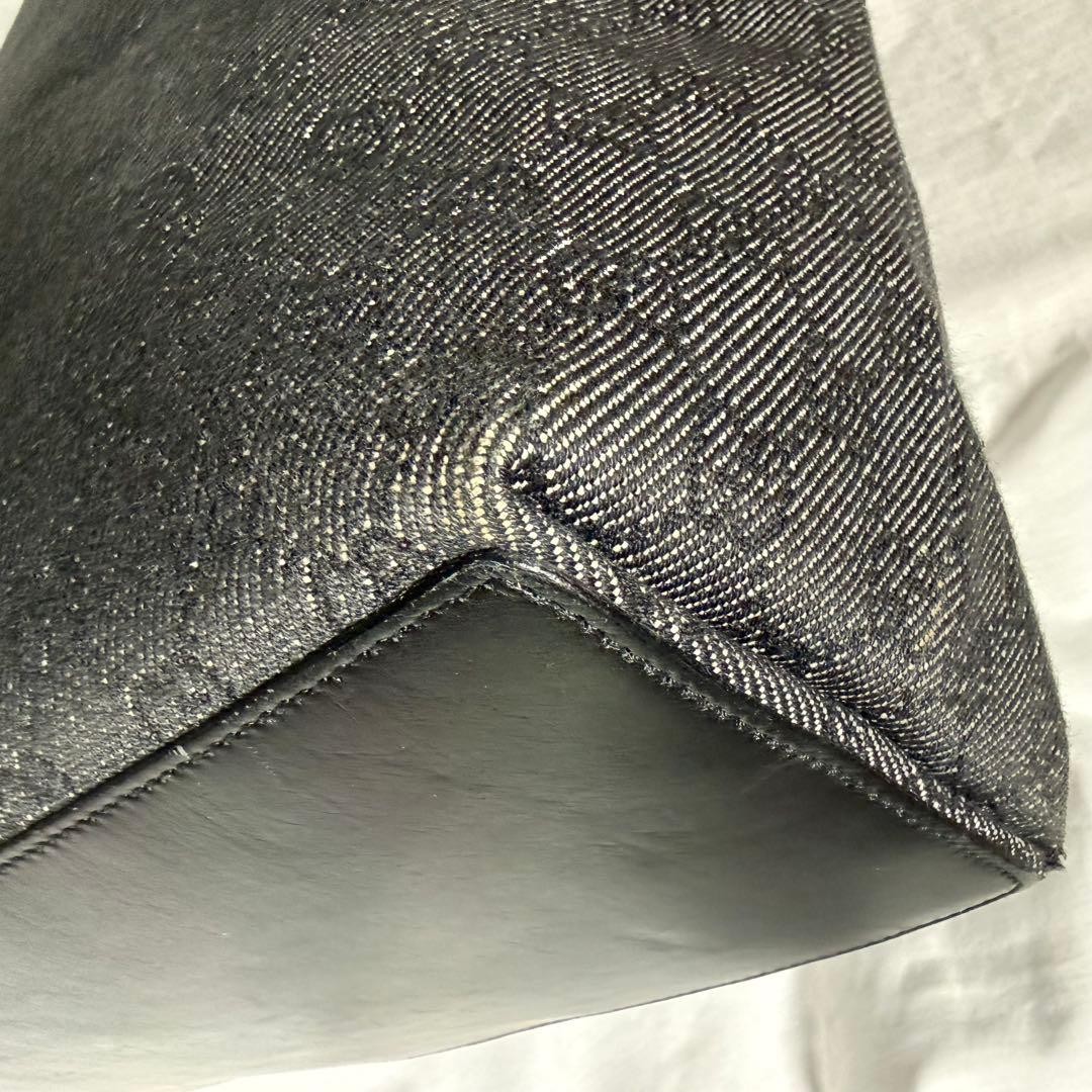 GUCCI Tote Bag Black GG Pattern Bucket Style Authentic Vintage Leather thumbnail 8