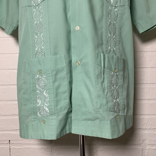 Guayabera by Haband of Paterson XL Short Sleeve Button Shirt Light Green Vintage - Picture 5 of 19