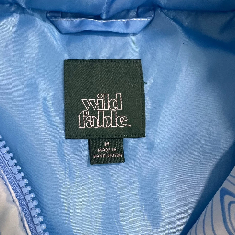 Chaqueta acolchada Wild Fable con capucha azul mármol remolino talla mediana Foto 4 de 4