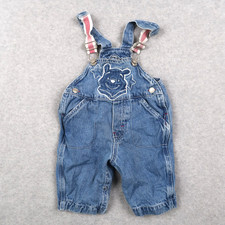 VTG Disney Winnie the Pooh Denim Overalls Sz 6-9 Mth Kids Baby 90s Embroidered