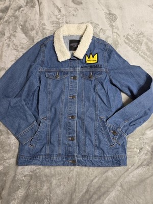 Riverdale Jacket Mens Medium Blue Denim Sherpa Collar Jughead Jones Crown Logo