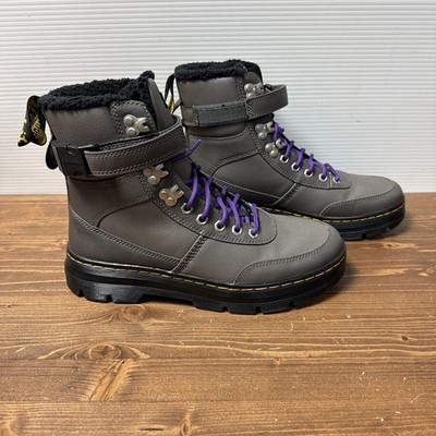 Dr. Martens Combs Tech Faux Fur-Lined Casual Boots Gunmetal colorway Mens 9 US